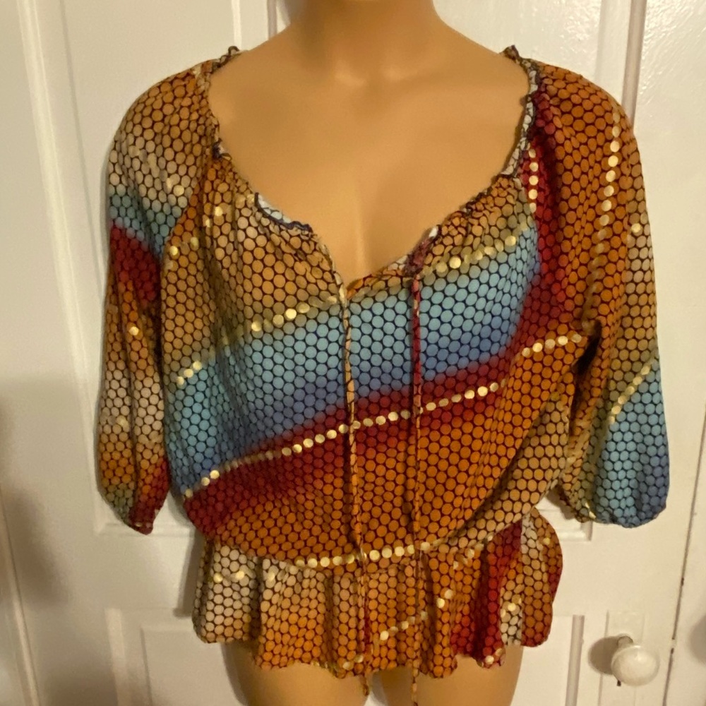 Cato Cinched Bottom Polka Dot Blouse